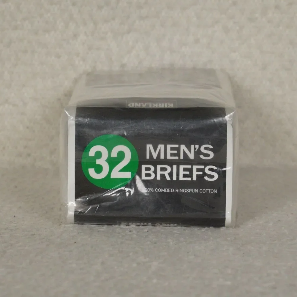 Kirkland Signature Mid-Rise Briefs 6-Pack Mens 32 White Combed Cotton Underwear